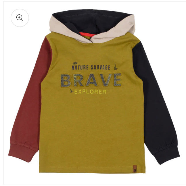 Boys Navy and Green Brave Hooded Sweatshirt-Nano