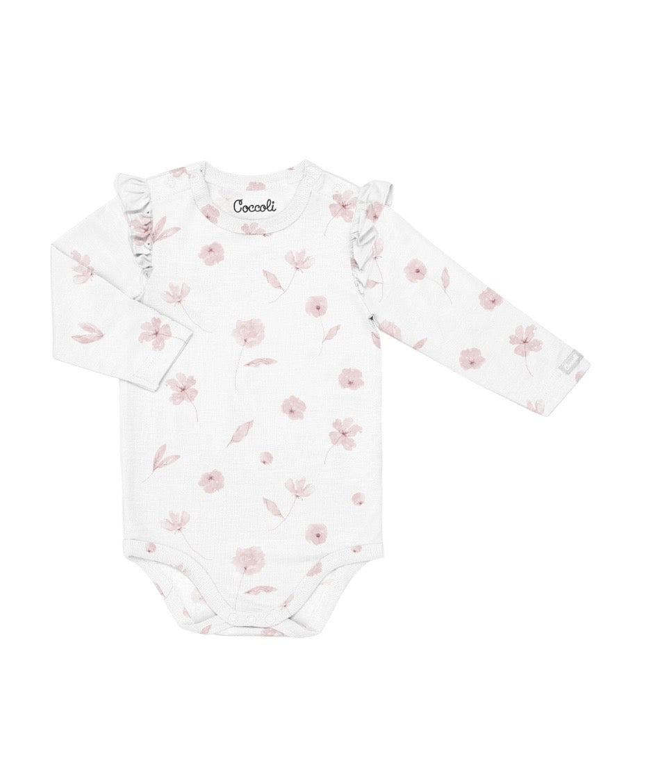 Soft Pink Floral long sleeved onsies -Coccoli