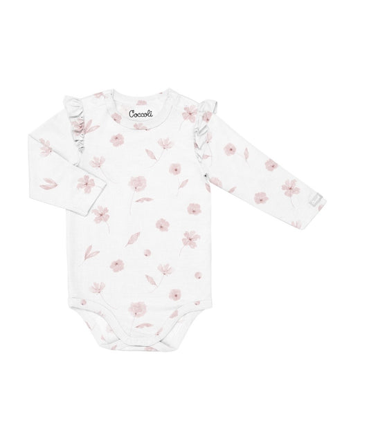 Soft Pink Floral long sleeved onsies -Coccoli