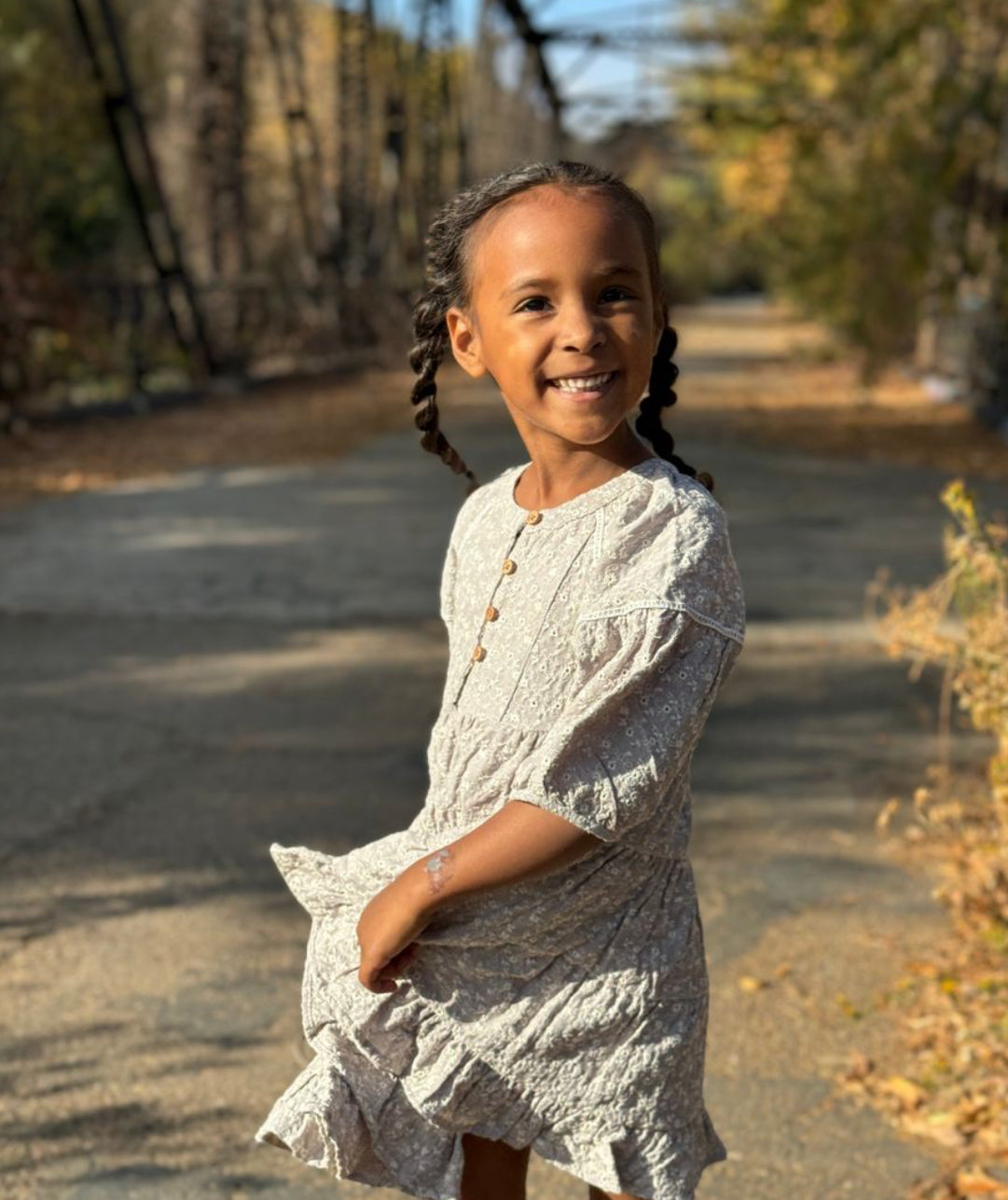 Taupe Eyelet Sadie Dress-Vignette Girls