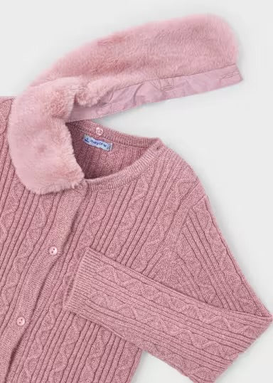 Dusty Rose Cardigan With Detachable Collar - Mayoral