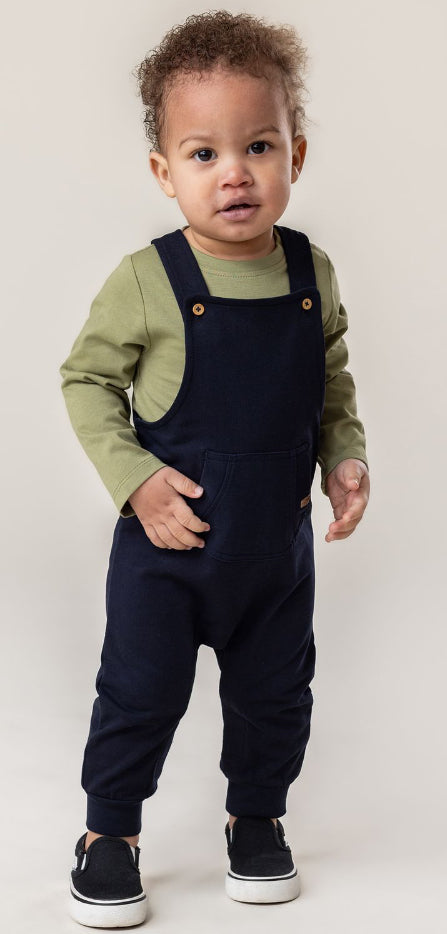 Navy Knit Baby Overalls - Nano