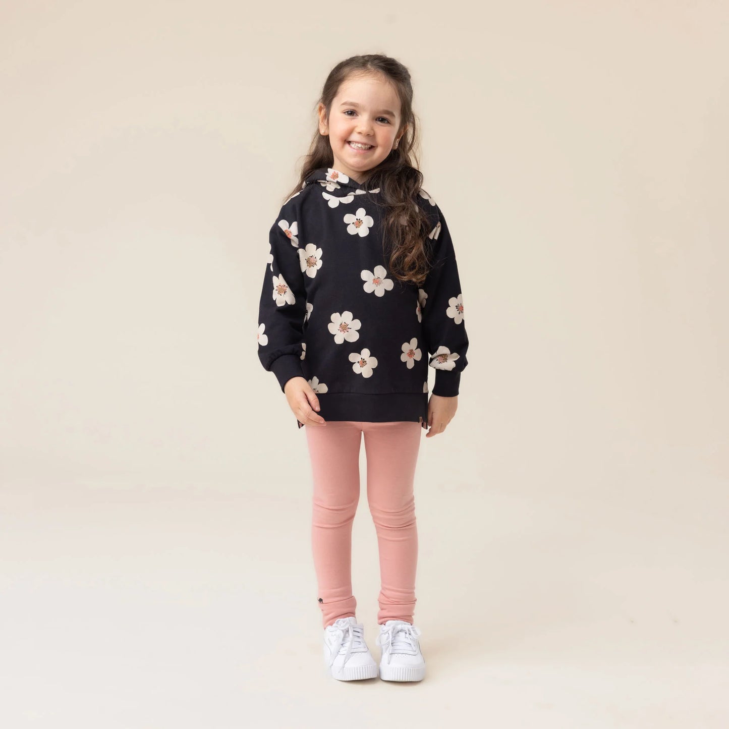 Black Hooded Daisy Sweatshirt -Nano
