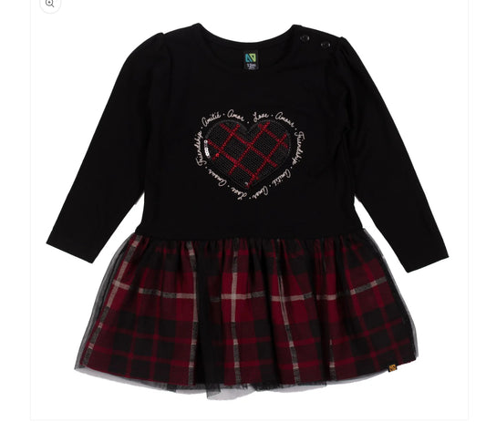 Red and Black Sequin Heart Dress Baby and Girls- Nano