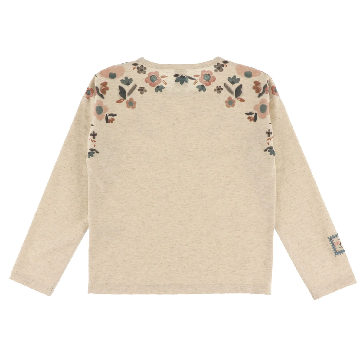 Beige Long Sleeve Sweater with Floral Detail - Nano
