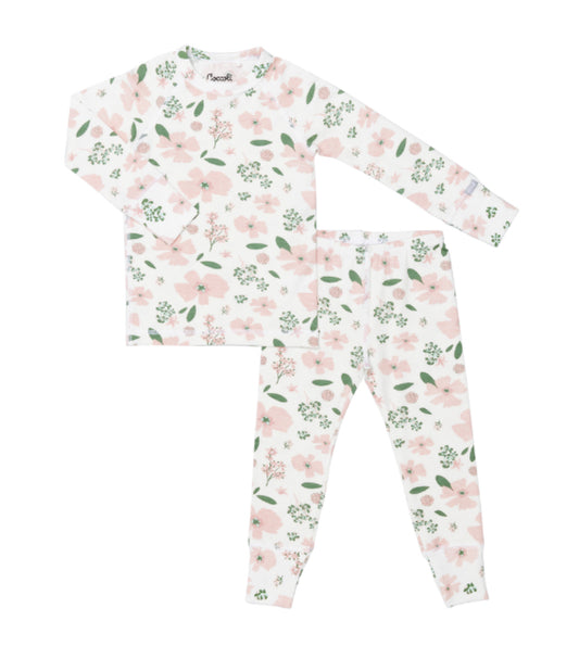 Pink and White Floral Long Sleeve PJ Set-Coccoli