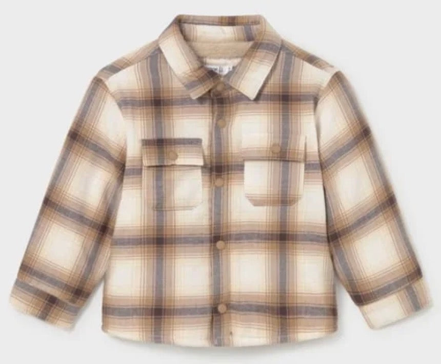 Brown and Tan Plaid Shacket -  Mayoral