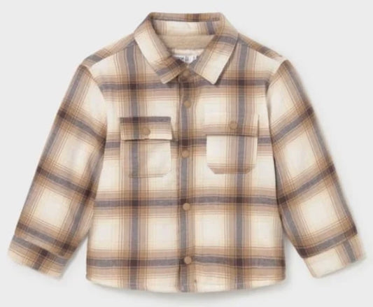 Brown and Tan Plaid Shacket -  Mayoral