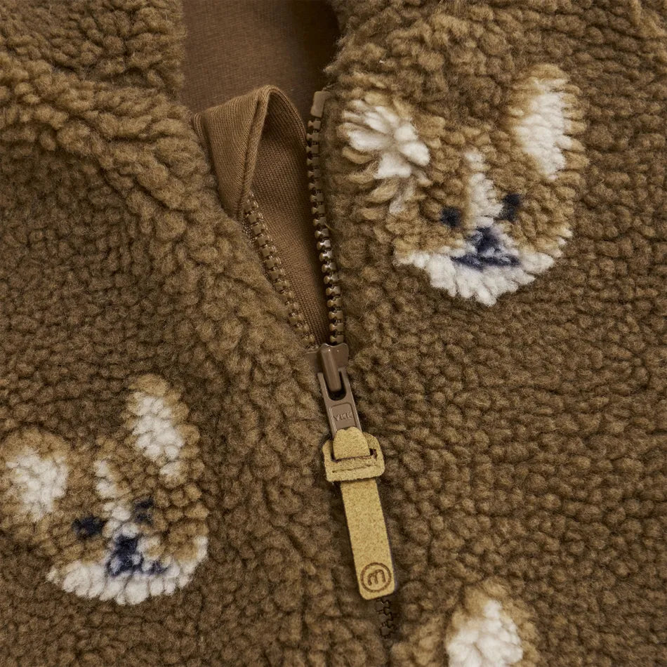 One Piece Brown Dog Lined Sherpa Suits for Baby -MinyMo