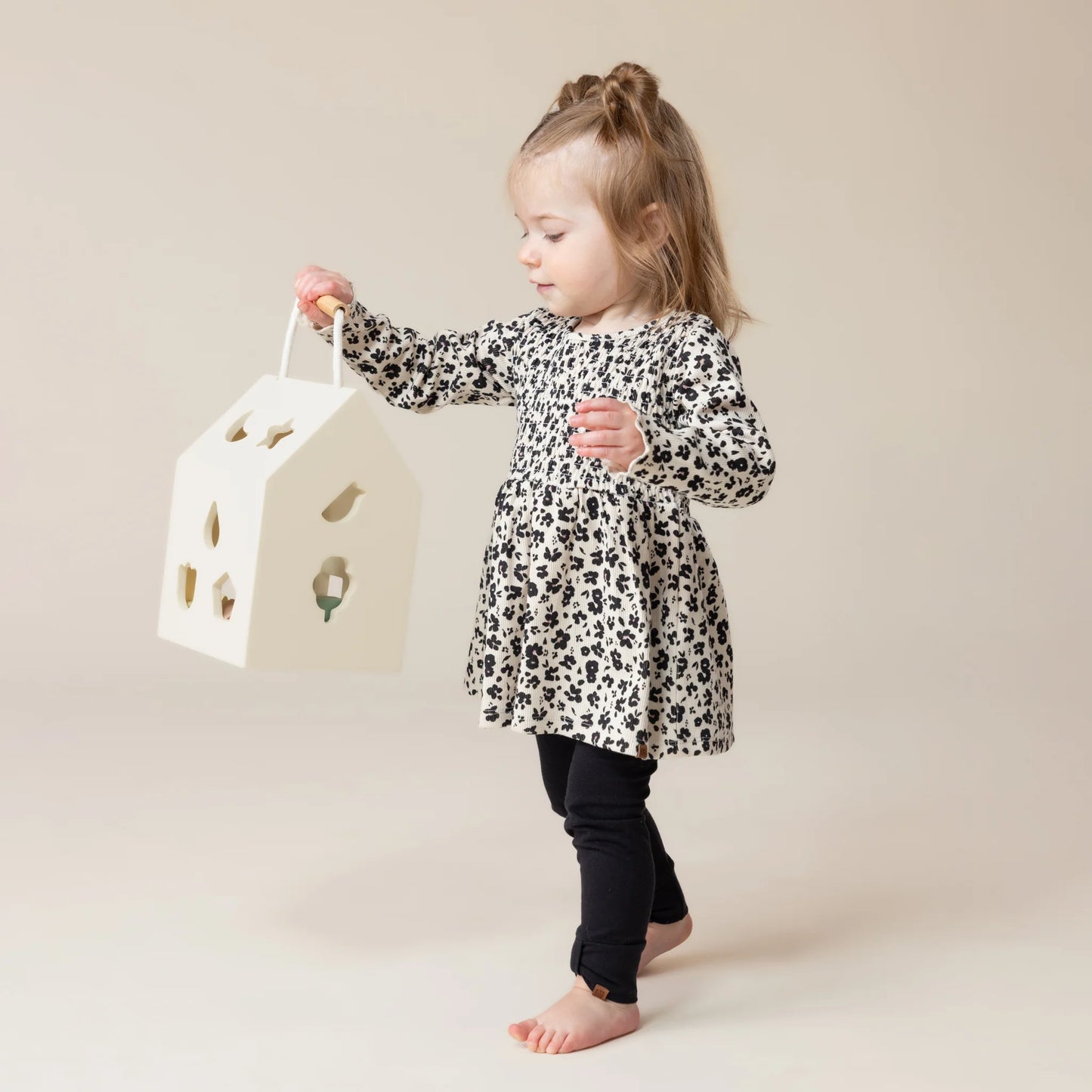 Cream and Black Floral with Leggings Baby -Nano