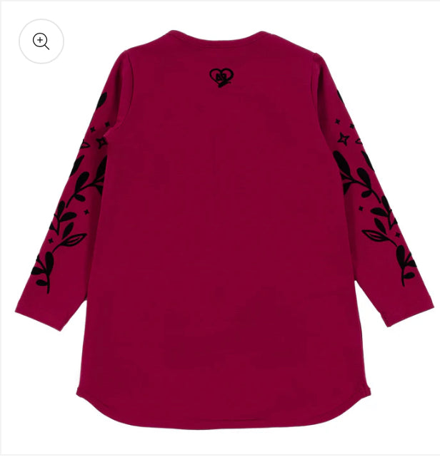 Magenta Knit Tunic with Velour Flowers -Nano