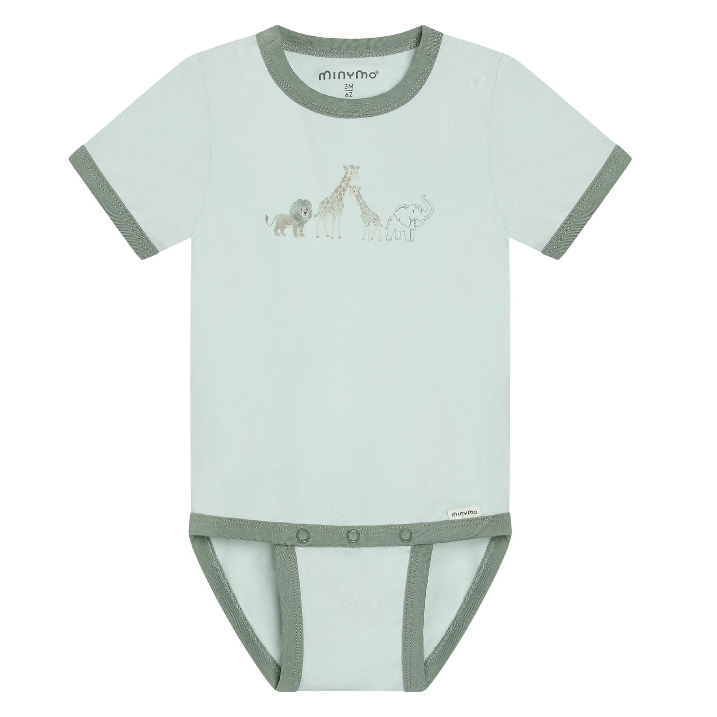 Green Sarari Short Sleeved Bodysuit In Cotton-MinyMo