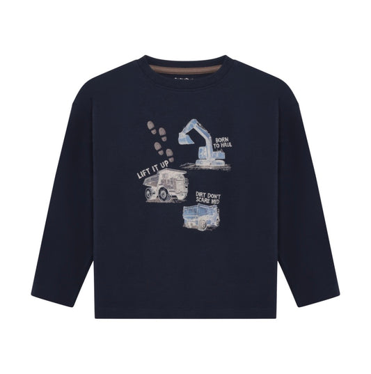 Long Sleeve Tishirt Organic Cotton with Construction Vehicles- MinyMo
