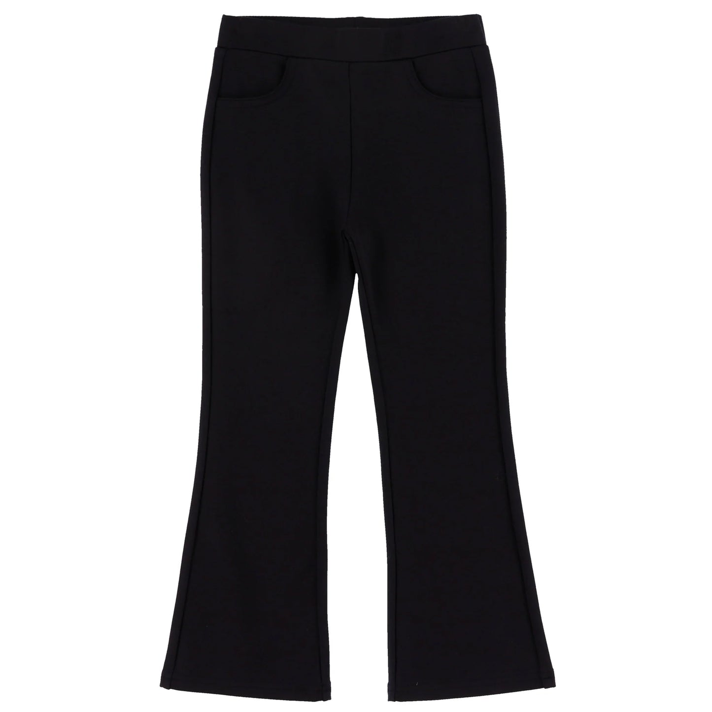 Basic Black Stretch Flared Pants-Nano