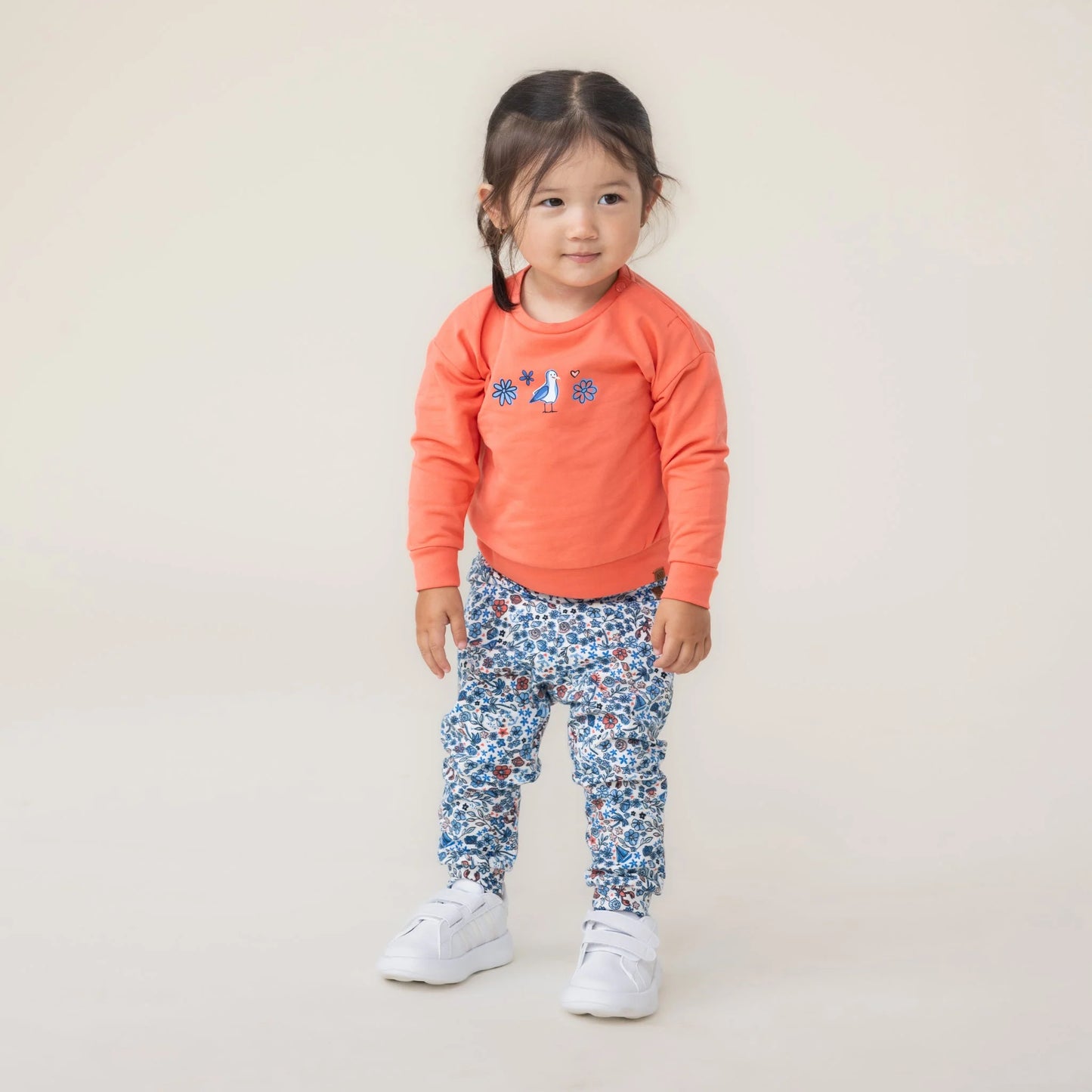 Tangerine Baby Hoodie and Floral Pant Set -Nano