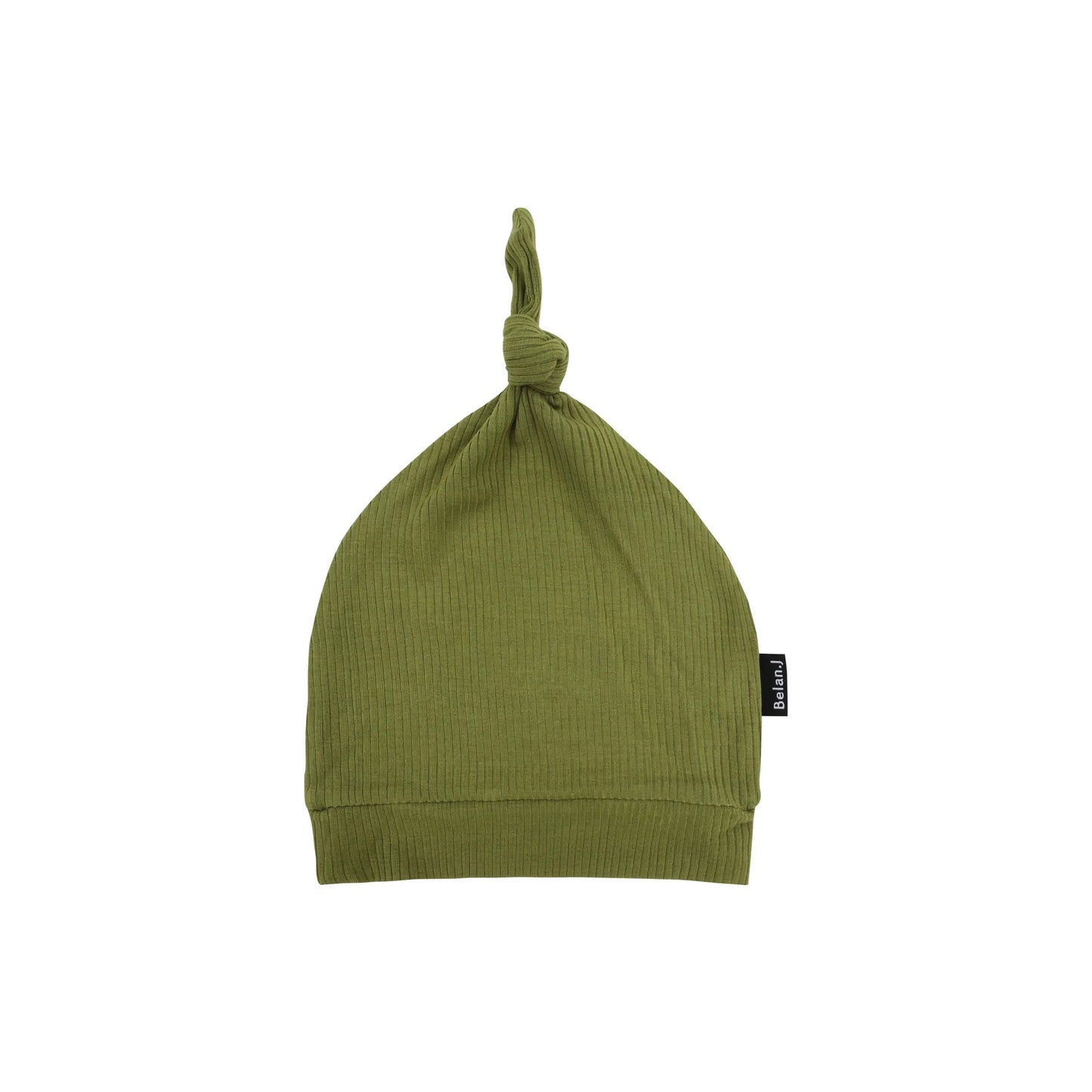 Olive Green Ribbed Bamboo Knotted Hat-Belan.J