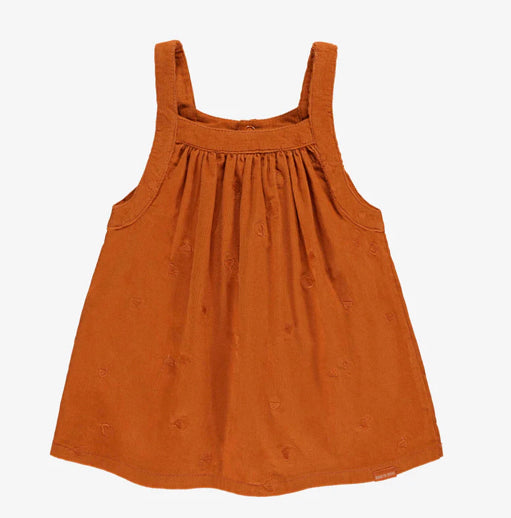 Burnt Orange Corduroy Jumper Dress with thin straps, Baby