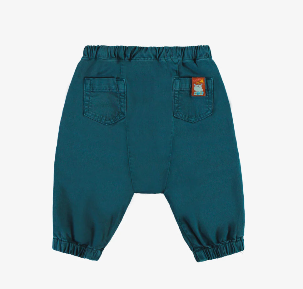 Baby Wide Fit Pants In Stretch Denim-Souris Mini