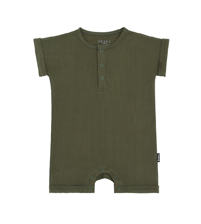 Forest Green Bamboo Romper with Buttons -Belan.J