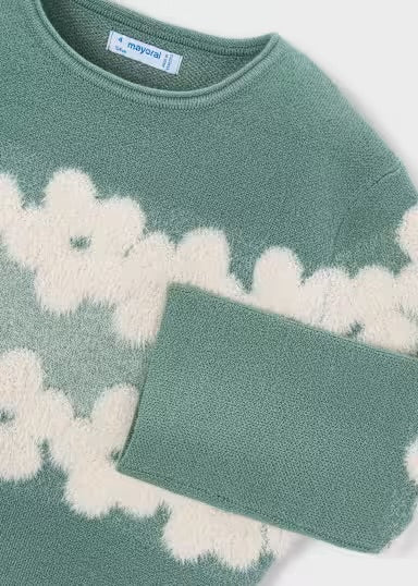 Teal Plush Daisy Children’s Sweater - Mayoral