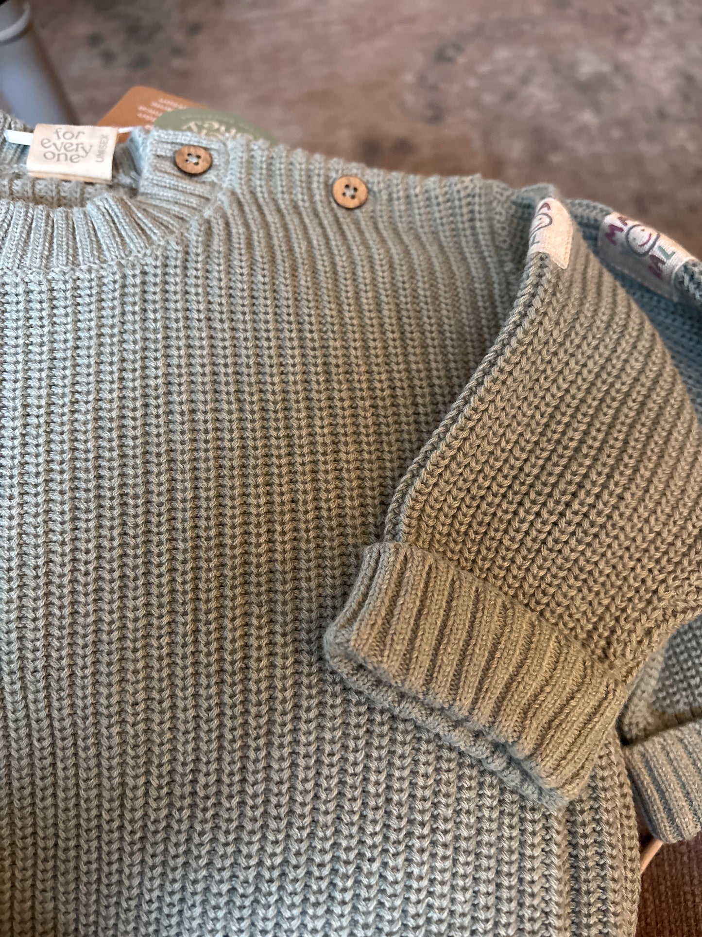 Sage Green Organic Knit Baby Sweater - Mayoral
