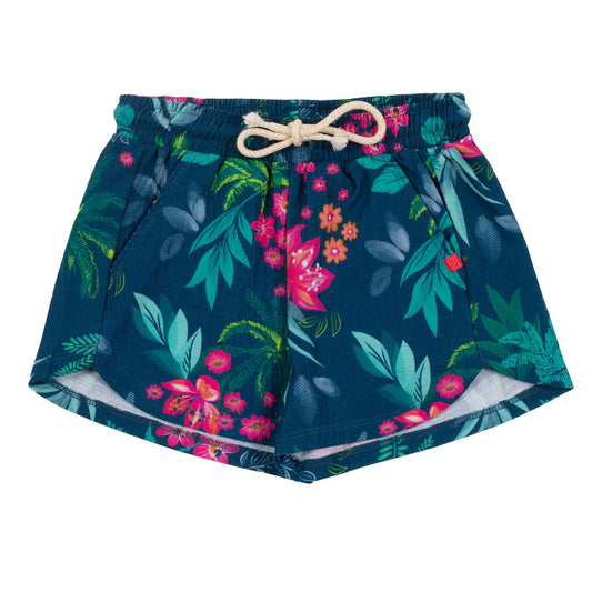 Teal Tropical Short with Tie Detail-Nano
