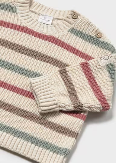 Cream Striped Organic Knit Sweater - Mayoral