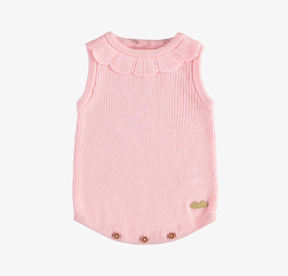 Ribbed Knit One Piece With Crochet Collar-Souris Mini