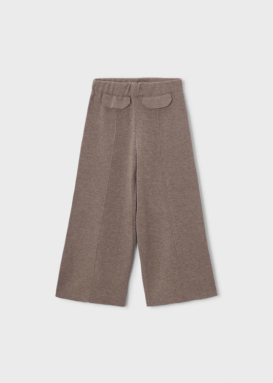 Brown Knit Wide Leg Adjustable Waist Pants-Mayoral