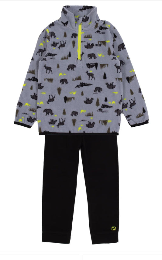 Blue Woodland Animal Fleece Base Layer 2pc Nano - Boys