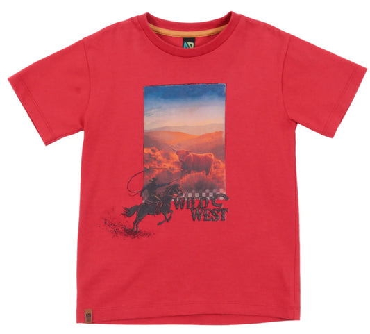 Boys Red Wild West T Shirt-Nano