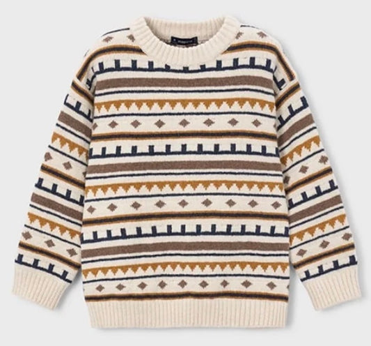 Jacquard Knit Sweater - Cereal Heather - Mayoral