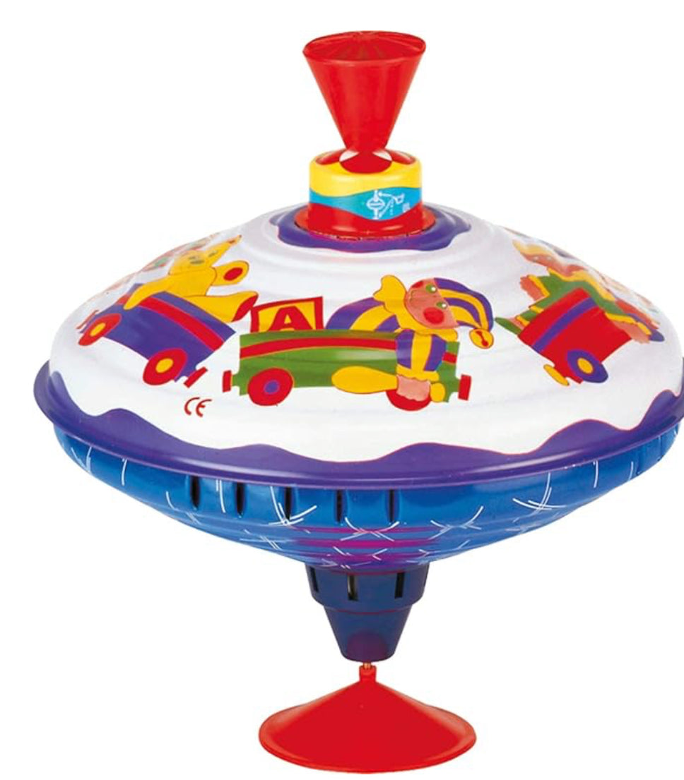 Classic Toy Music Box Spinning Tin Top Toy 19cm