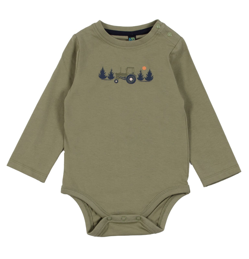 Green Baby Body Suit with Tractor- Nano