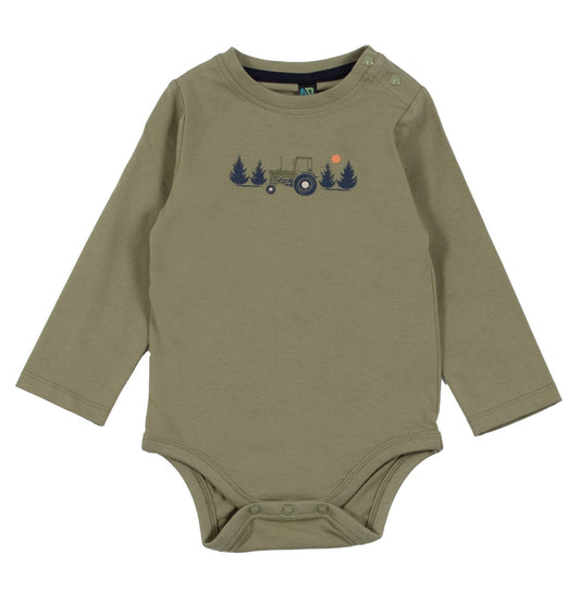 Green Baby Body Suit with Tractor- Nano