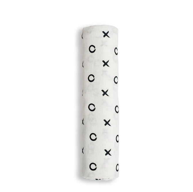 Modern Black Hugs And Kisses Bamboo Muslin Swaddle 47X47-Lulujo