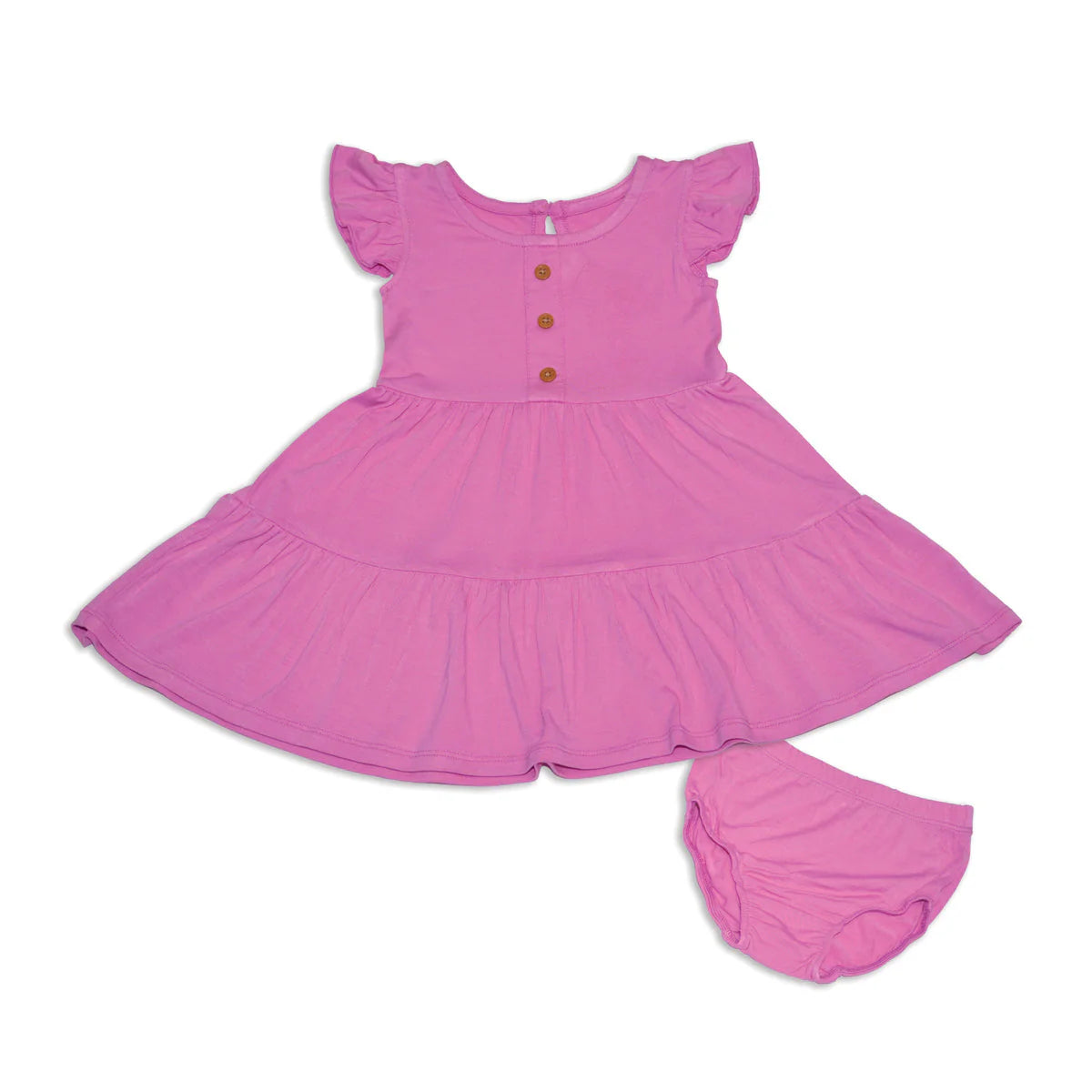 Crocus Colour Flutter sleeve Tiered dress with bloomer - Silkberry