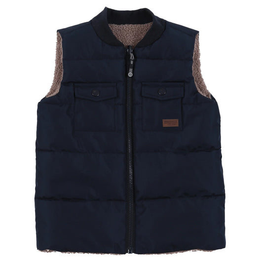 Reversible Black/Tan Puffer/Sherpa Vest -Nano