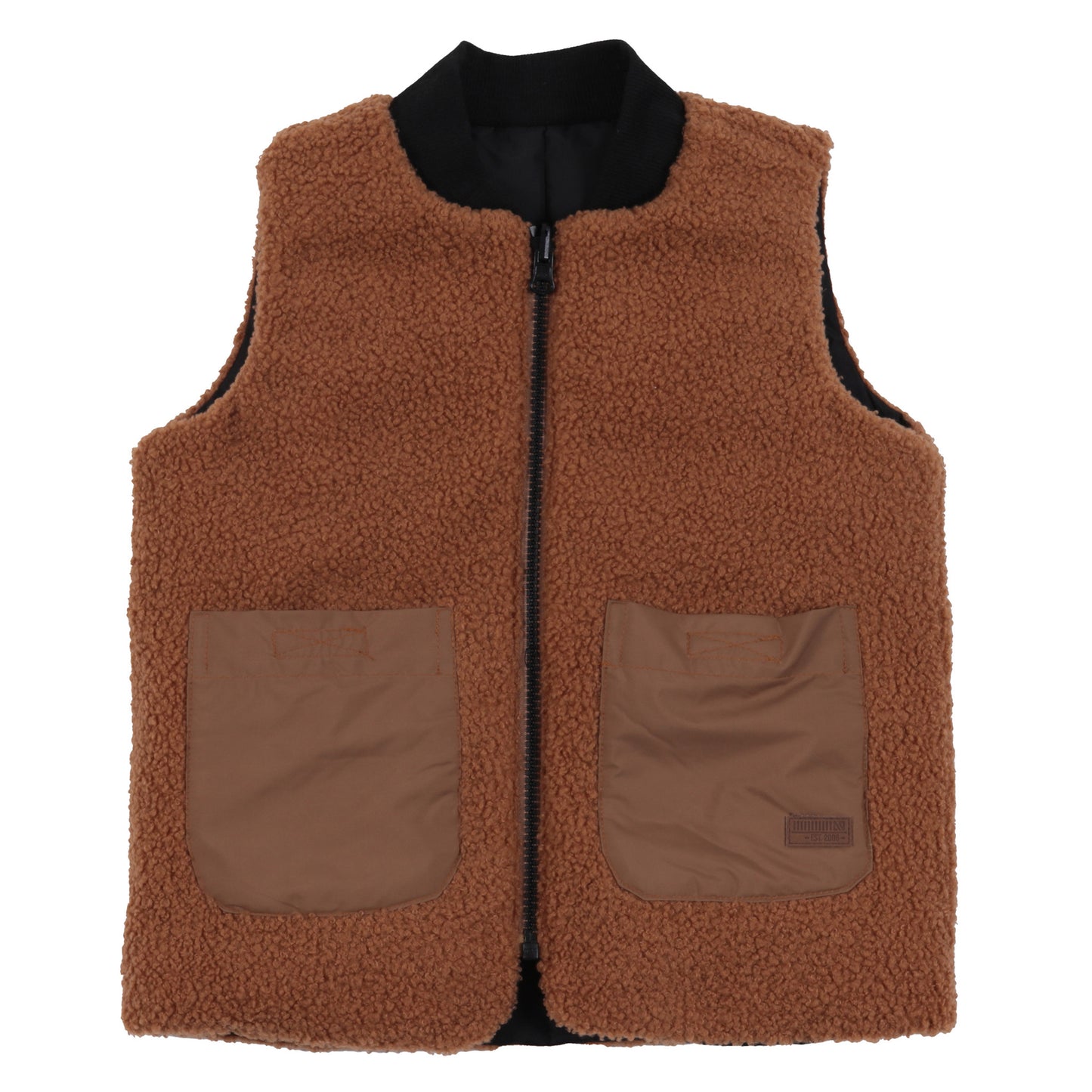 Reversible Black and Brown Vest with Sherpa Lining -Nano