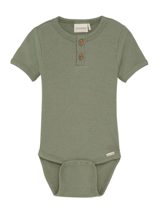 Short Sleeve Rib Onesie-Minymo 2 Colours