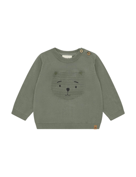 Green Bear Cotton Knit Sweater Baby/Toddler- Minymo