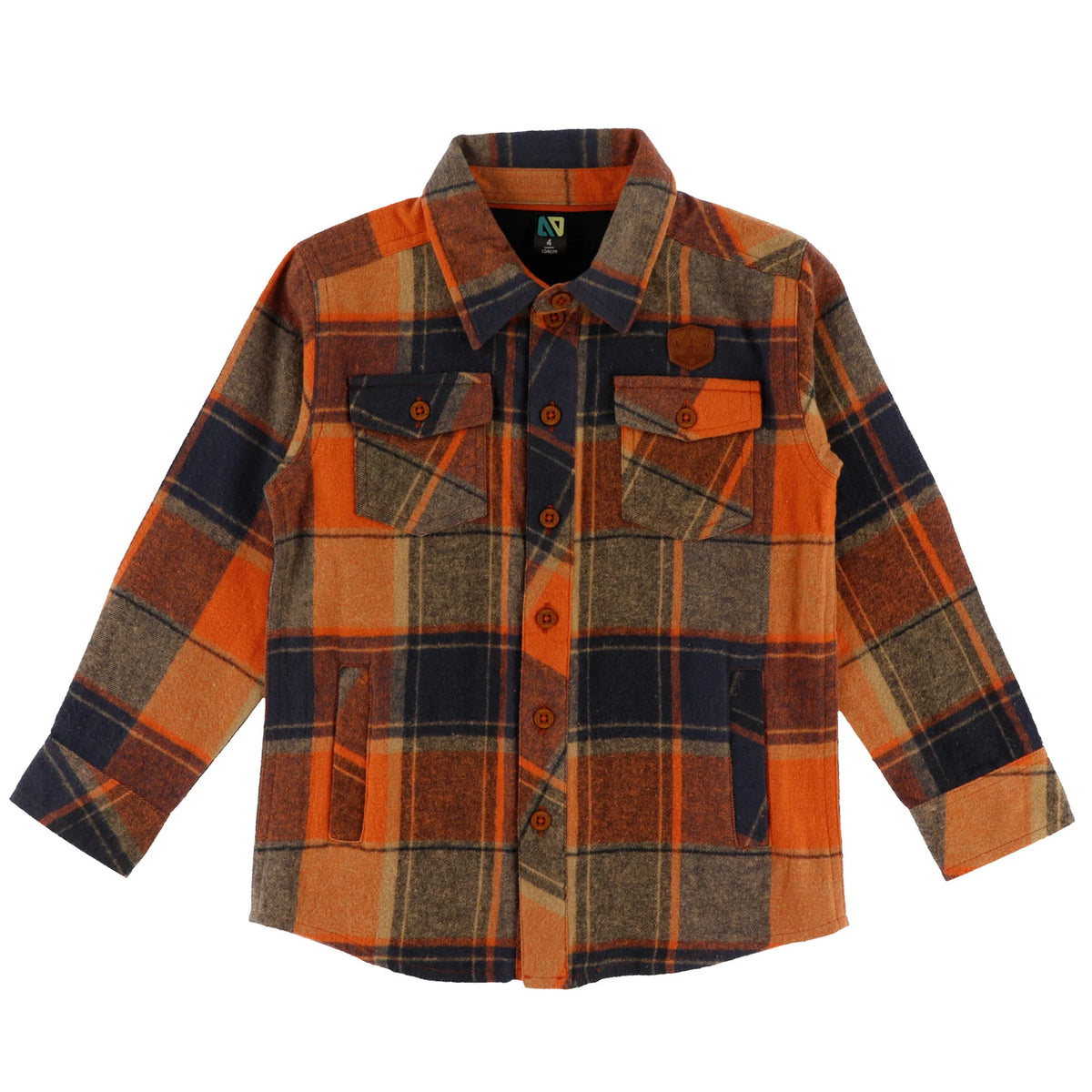 Orange and Blue Plaid Boy Shirt-Nano