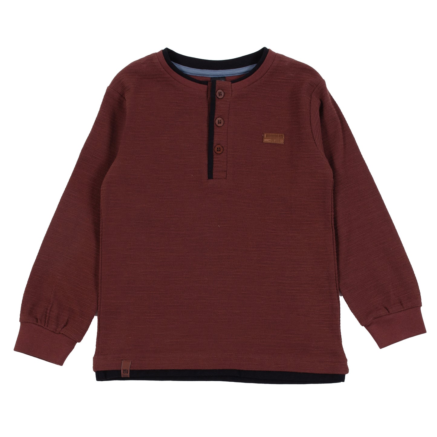 Brown Henley Long Sleeve Shirt-Nano