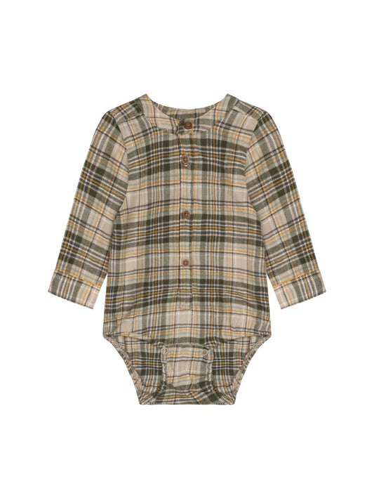 Green Plaid Cotton Body Suit-Minymo