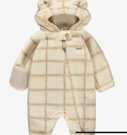 One Piece Ivory and beige Sherpa Suits for Baby -Souri Mini