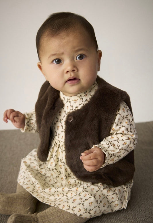 Fake Fur Vest - Brown - Minymo