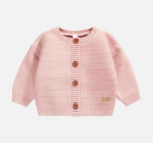 Knit Cardigan In Pink Mottled Fabric-Souris Mini