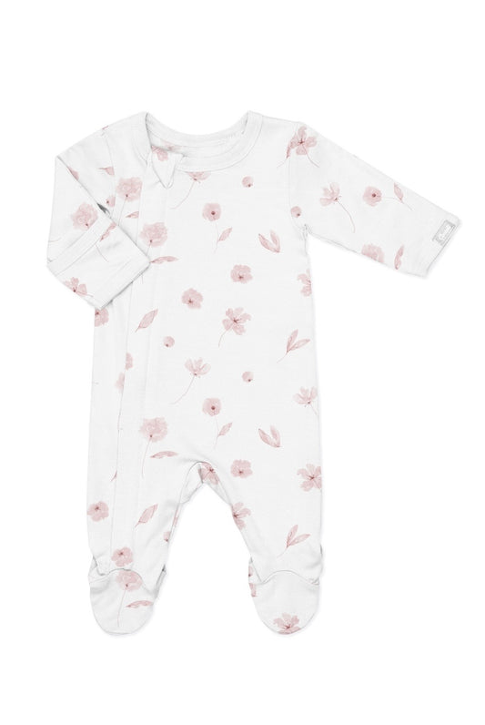 Sweet Soft Pink Floral Footed Modal Sleeper-Coccoli