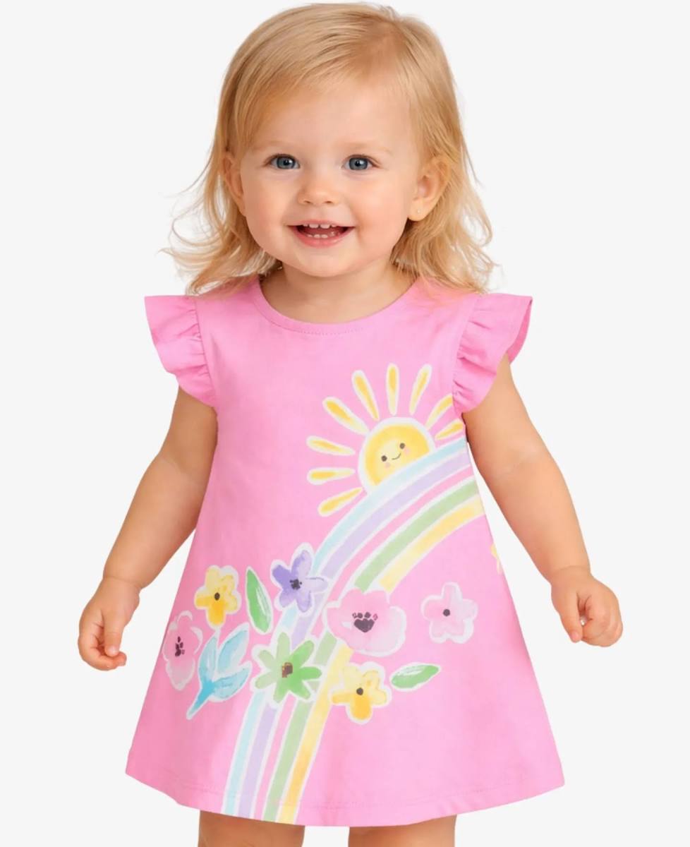 Pink Rainbow Sun And Flower Knit Dress-Mayoral