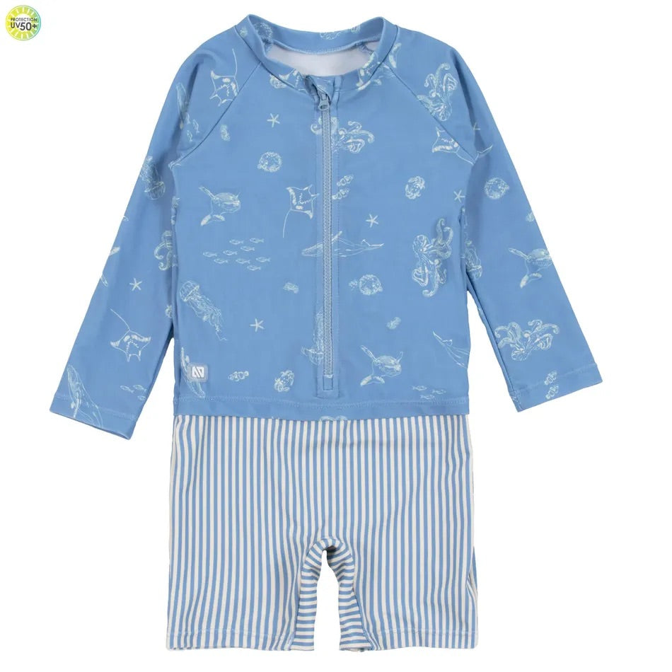 Blue Fish Rash Guard Swim Suits-Nano